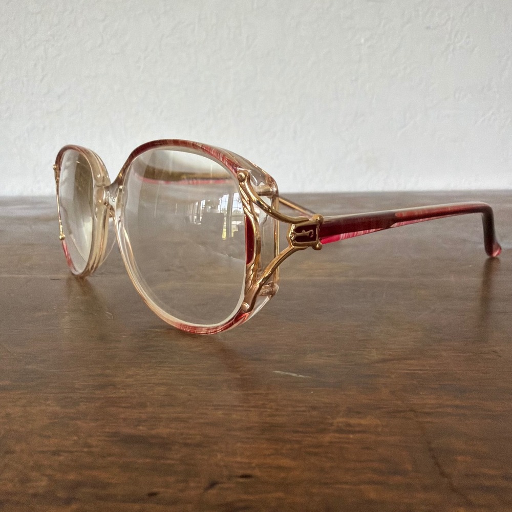 Vintage Oversized Retro Butterfly Eyeglass Frames Full Rim Rose Red Grandma Glam
